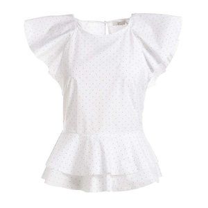 NEW💕 Joie Achava Peplum Pin Dot Ruffle Blouse Top